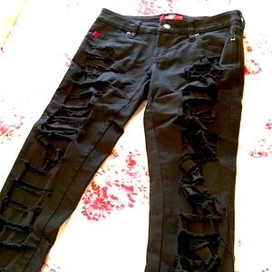 ROYAL BONES Ripped Black Skinny Jeans
